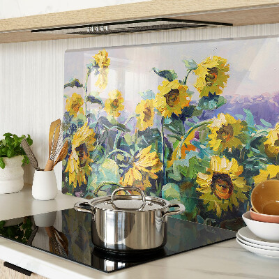 Schneidebrett Sonnenblumen im Garten