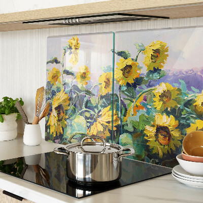 Schneidebrett Sonnenblumen im Garten