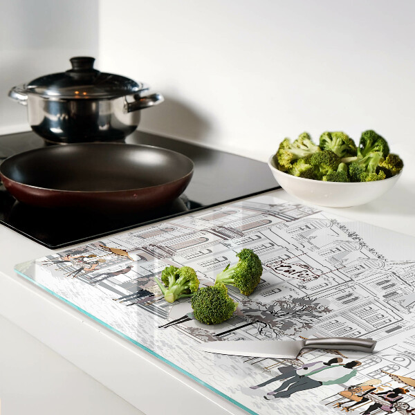 Glas schneidebrett Café-Szenerie in der Stadt