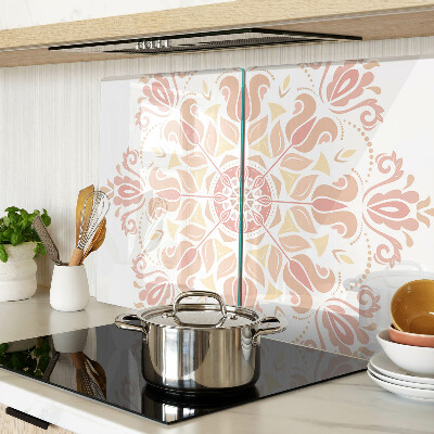 Schneidebrett glas Mandala in Rosatönen