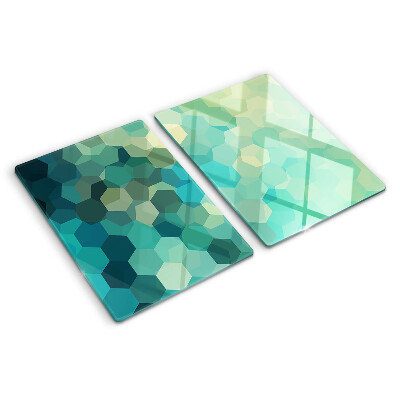 Schneidebrett Geometrische Sechsecke in Blautönen