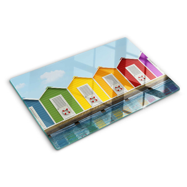 Glas schneidebrett Bunte Küstenhäuser