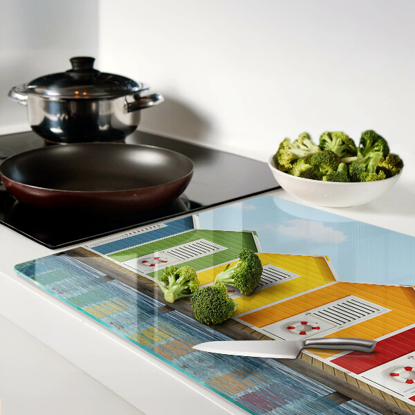 Glas schneidebrett Bunte Küstenhäuser