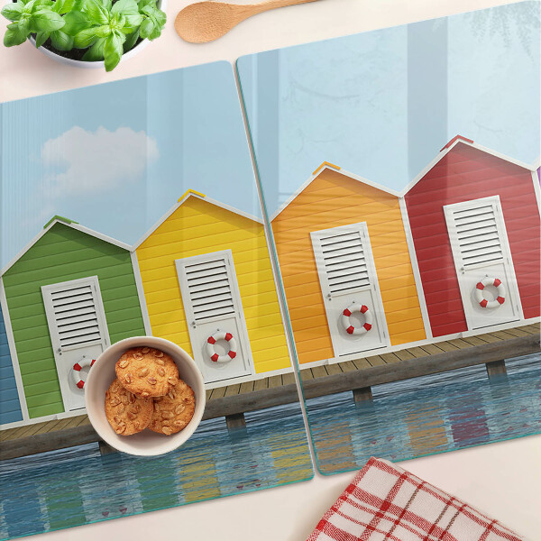 Glas schneidebrett Bunte Küstenhäuser