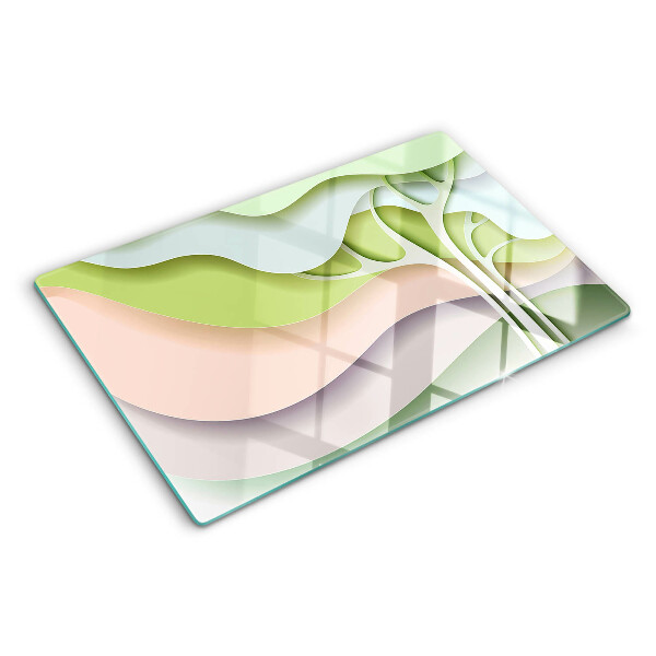 Schneidebrett glas Abstrakte Wellen in Pastellfarben