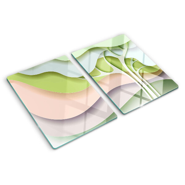 Schneidebrett glas Abstrakte Wellen in Pastellfarben