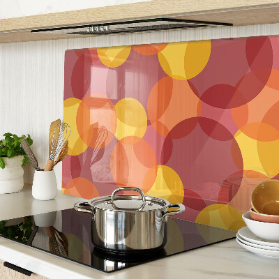 Schneidebrett Glas mit bunten Kreisen in warmen Tönen