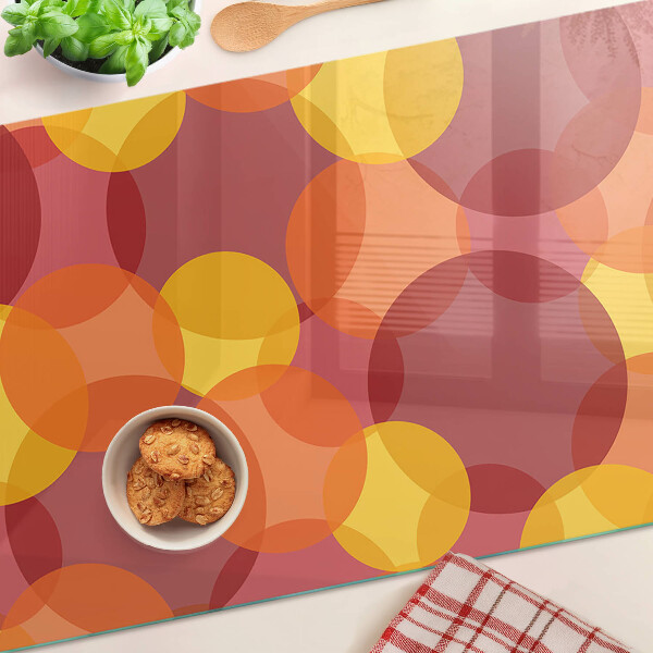 Schneidebrett glas Bunte Kreise in warmen Tönen