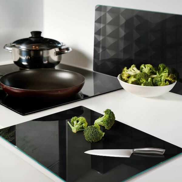 Schneidebrett Glas mit geometrischem Muster in Schwarztönen