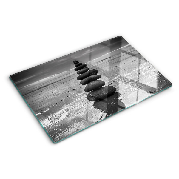 Glas schneidebrett Strandsteine ​​in Schwarzweiß