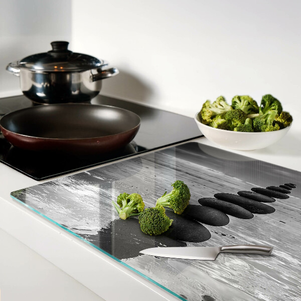 Glas schneidebrett Strandsteine ​​in Schwarzweiß