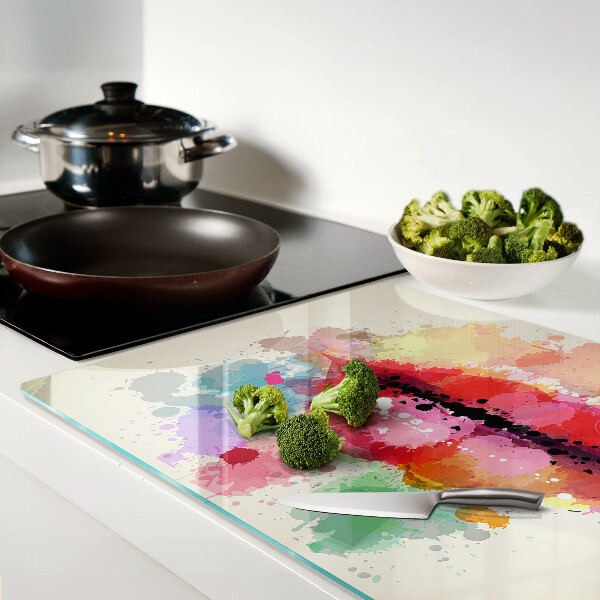 Schneidebrett glas Lippen in bunten Flecken