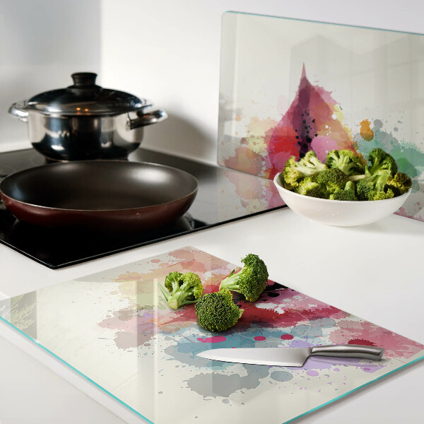 Schneidebrett glas Lippen in bunten Flecken