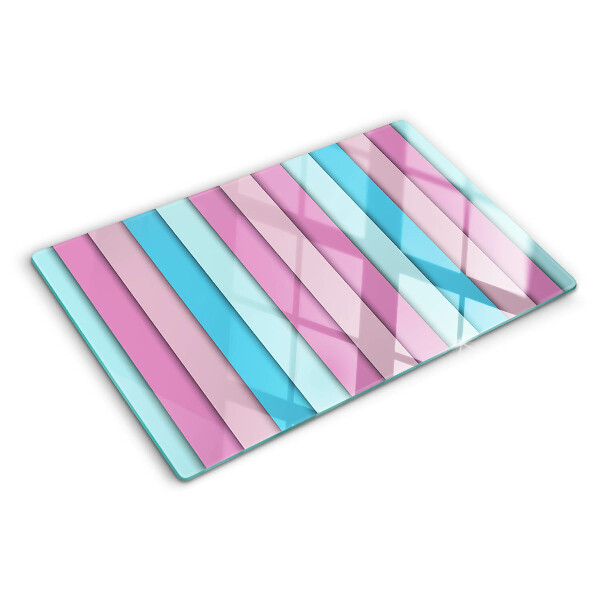 Glas-Schneidebrett mit geometrischem Pastellmotiv