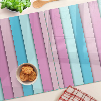 Glas-Schneidebrett mit geometrischem Pastellmotiv