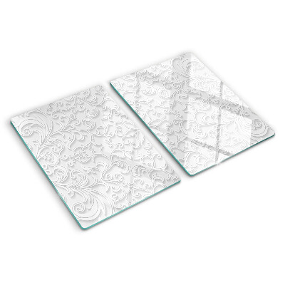 Schneidebrett Glas mit Blumenmuster und wellenförmiger Kante