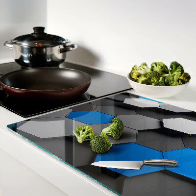 Glas schneidebrett Sechseckige Muster in blaugrauen Farbtönen