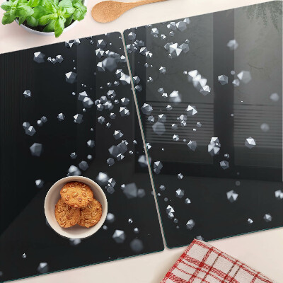 Schneidebrett Kristallblasen auf schwarzem Hintergrund