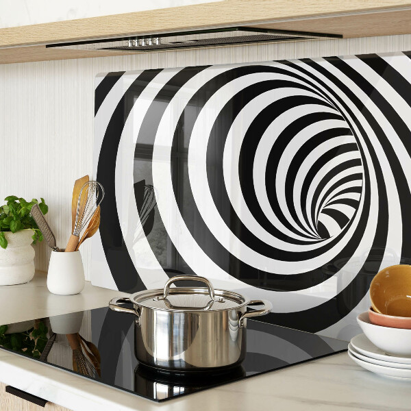 Schneidebrett Glas mit schwarz-weißem Spiralmotiv