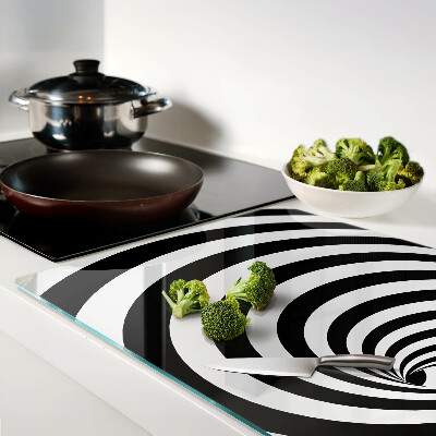 Schneidebrett glas Spiralmotiv in Schwarzweiß