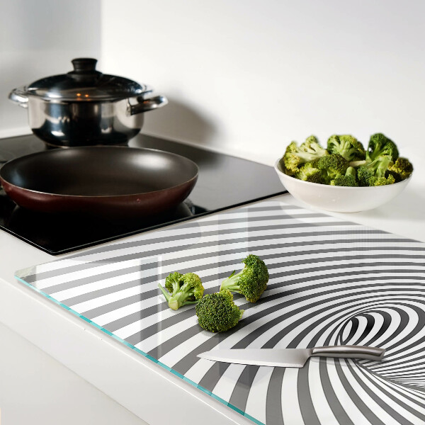 Glas-Schneidebrett mit optischem Spiralmotiv