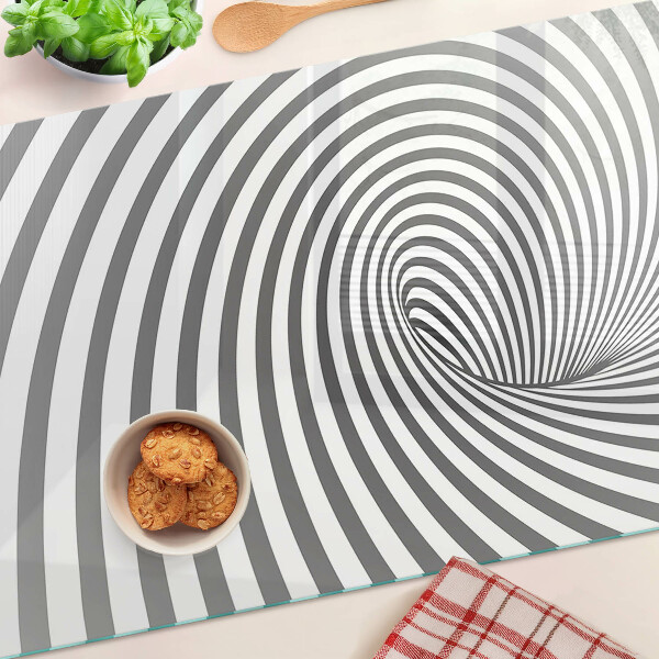 Glas-Schneidebrett mit optischem Spiralmotiv