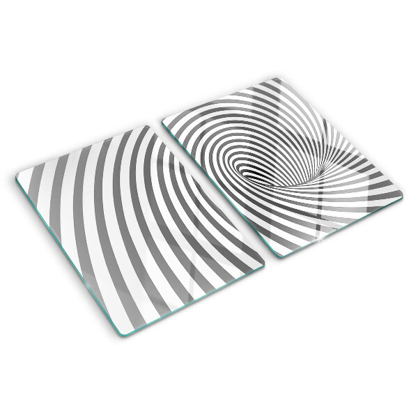 Glas-Schneidebrett mit optischem Spiralmotiv