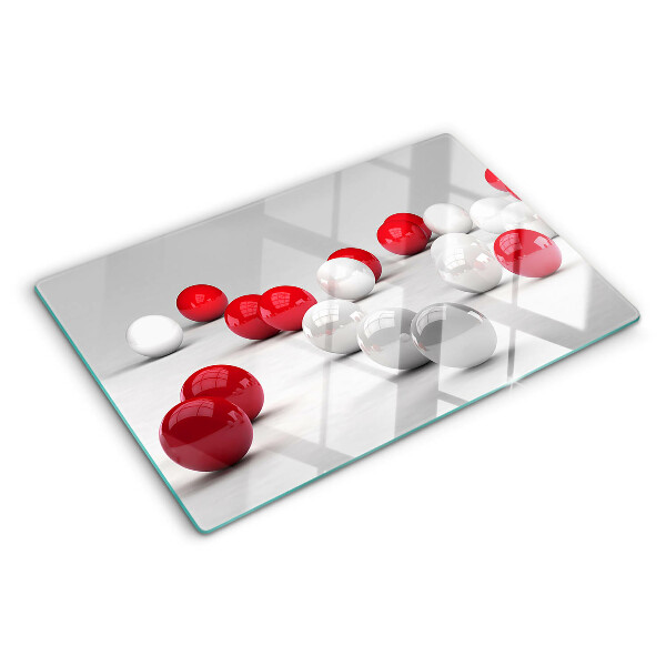 Schneidebrett glas Rote und weiße Bälle