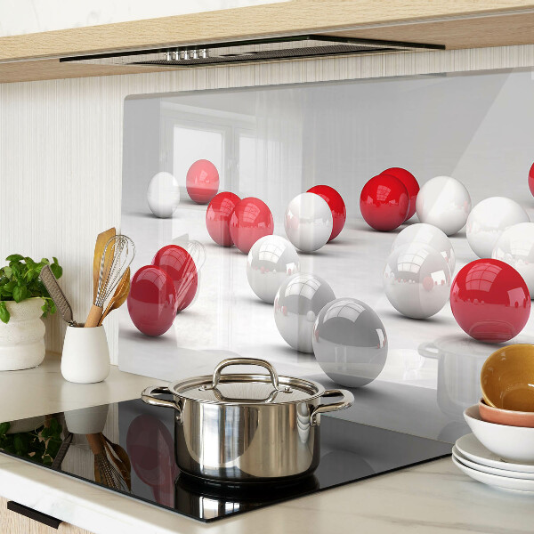 Schneidebrett glas Rote und weiße Bälle