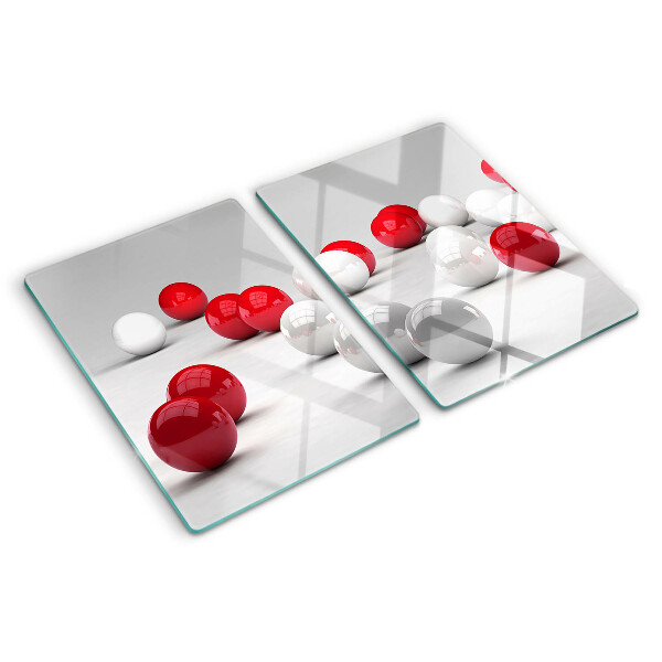 Schneidebrett glas Rote und weiße Bälle
