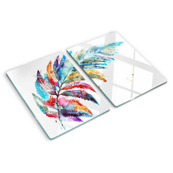 Schneidebrett glas Farnblätter in Regenbogenfarben