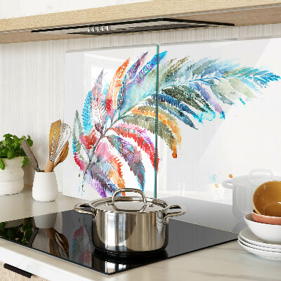 Schneidebrett glas Farnblätter in Regenbogenfarben