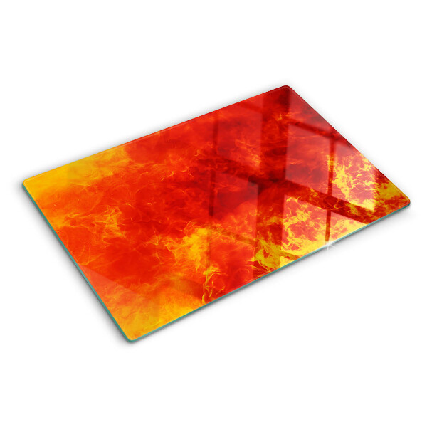 Glas-Schneidebrett mit Motiv ‚Feuer und Flammen‘