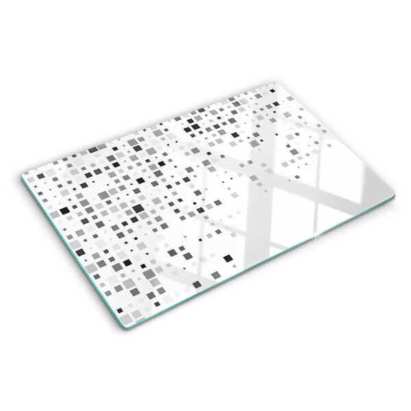 Glas-Schneidebrett mit geometrischem Muster in Grautönen