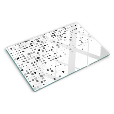 Glas-Schneidebrett mit geometrischem Muster in Grautönen