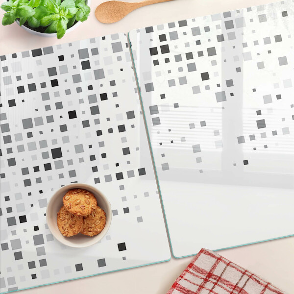 Glas-Schneidebrett mit geometrischem Muster in Grautönen