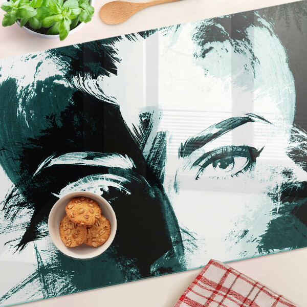 Schneidebrett glas Porträt im abstrakten Stil