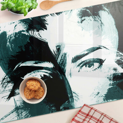 Schneidebrett glas Porträt im abstrakten Stil