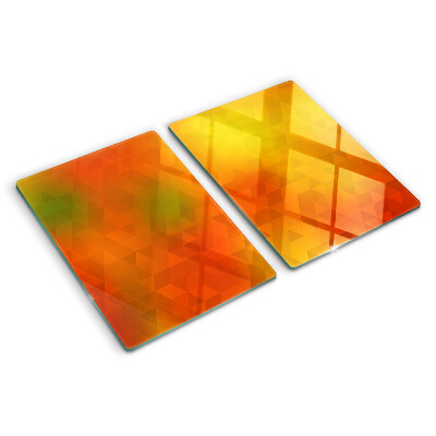Glas-Schneidebrett mit geometrischem Muster in Orangetönen