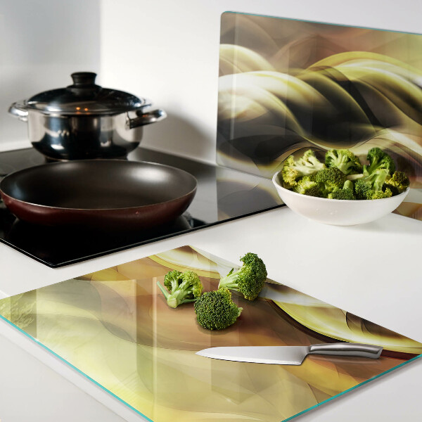 Schneidebrett glas Abstrakte Wellen in Goldtönen