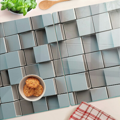 Schneidebrett Geometrische Fliesen in Blautönen