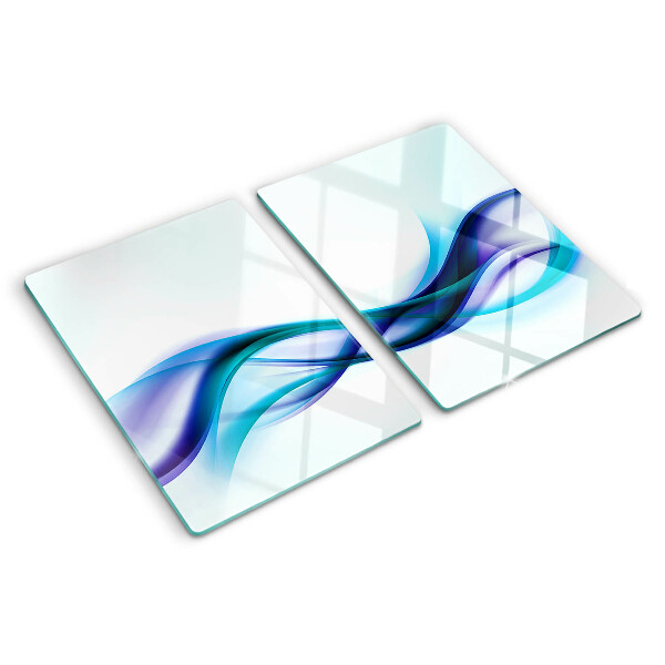 Schneidebrett glas Wellen in Blau- und Türkistönen