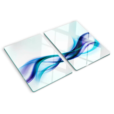 Schneidebrett glas Wellen in Blau- und Türkistönen