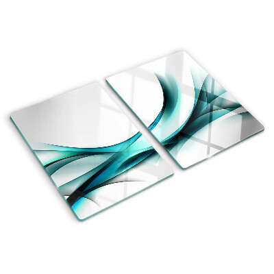 Glas-Schneidebrett mit wellenförmigem Muster in Blautönen