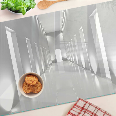 Schneidebrett mit abstraktem Lichtlabyrinth-Motiv