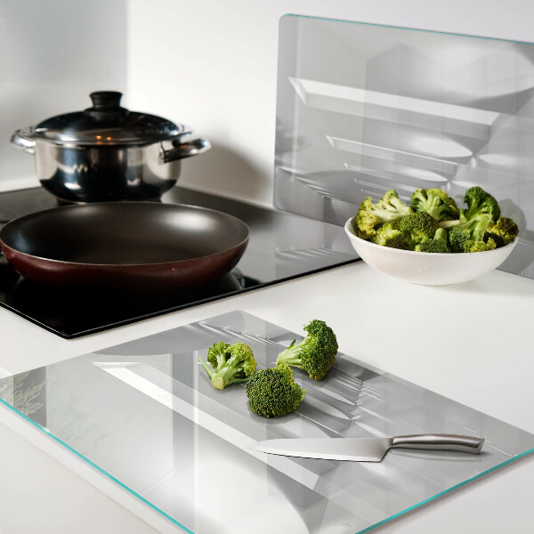 Schneidebrett mit abstraktem Lichtlabyrinth-Motiv