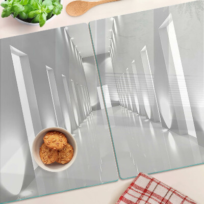 Schneidebrett mit abstraktem Lichtlabyrinth-Motiv