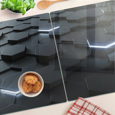 Schneidebrett Glas mit sechseckigem Muster und 3D‑Effekt