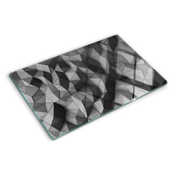 Glas-Schneidebrett mit abstraktem geometrischem Muster in Grautönen