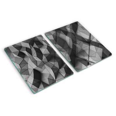 Glas-Schneidebrett mit abstraktem geometrischem Muster in Grautönen